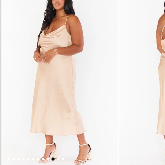 Champagne Satin midi dress - Picture 1 of 4
